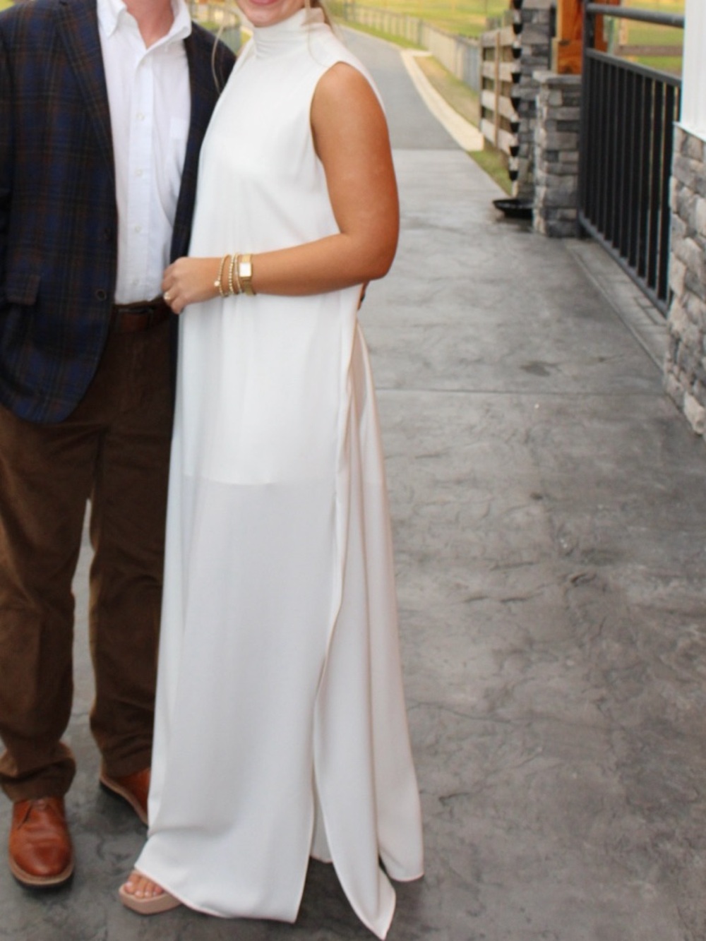 Black Halo Henna Gown in White